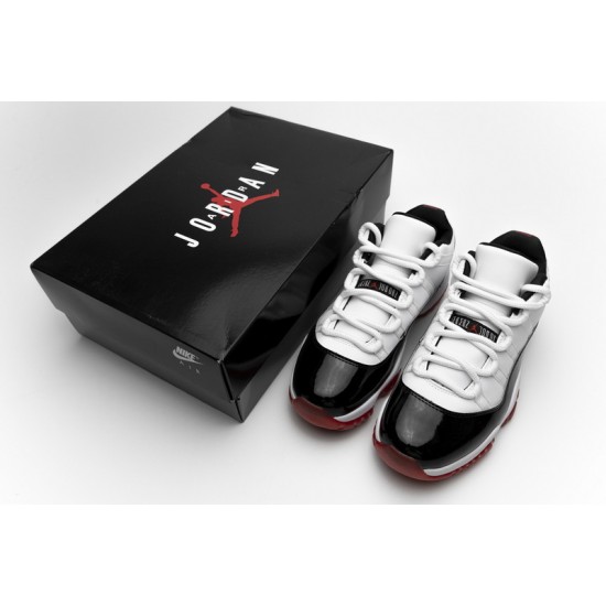 Air Jordan 11 Low "White Bred" Black White Red AV2187-160