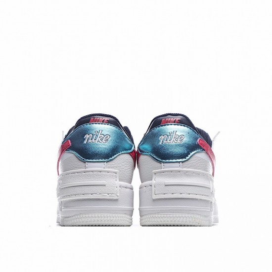 Nike Air Force 1 Shadow "White Bleached Aqua" White Black Red DA4291-100