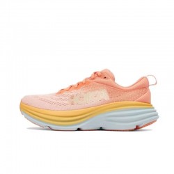 Hoka One One Bondi 8 Pink Yellow Women Men Running Shoes