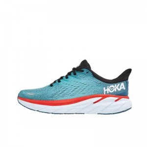 Hoka One One Clifton 8 Blue Black Orange White Women Men Running Shoes