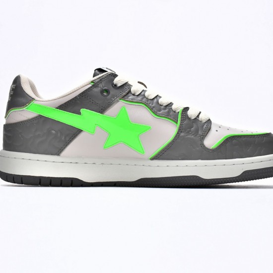 Bape Sk8 Sta Low Grey White Green W/M Sports Shoes