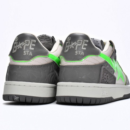 Bape Sk8 Sta Low Grey White Green W/M Sports Shoes