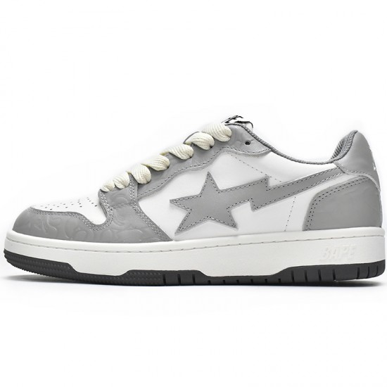 Bape Sk8 Sta Low Grey White W/M Sports Shoes