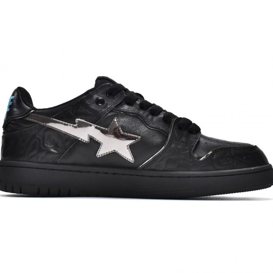 Bape Sk8 Sta Low Silver Black W/M Sports Shoes