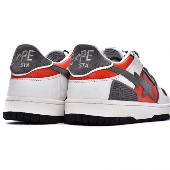 Bape Sk8 Sta Low White Red Grey W/M Sports Shoes