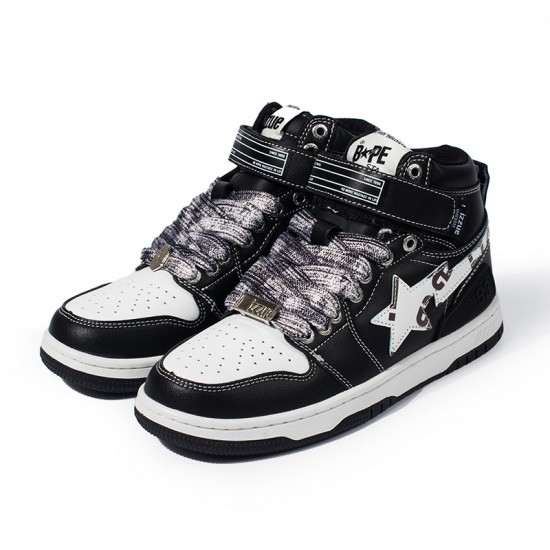 Bape Sta Sk8 High Black White W/M Sports Shoes