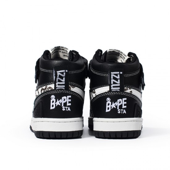 Bape Sta Sk8 High Black White W/M Sports Shoes