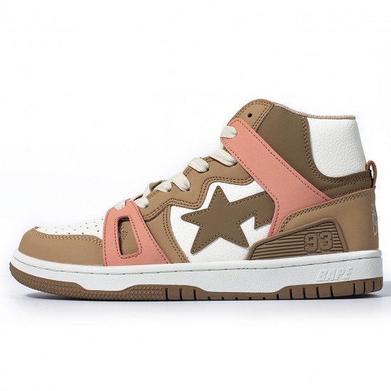 Bape Sta Sk8 High Brown White W/M Sports Shoes