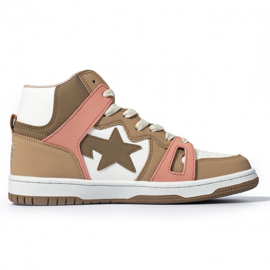 Bape Sta Sk8 High Brown White W/M Sports Shoes