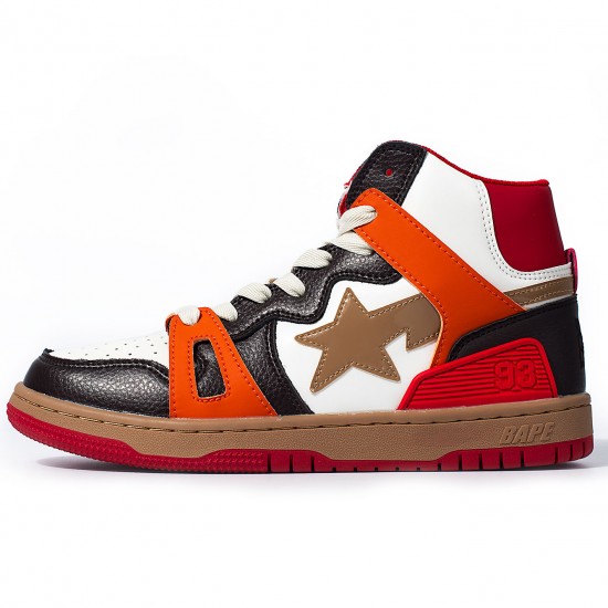 Bape Sta Sk8 High Red Brown Black White W/M Sports Shoes