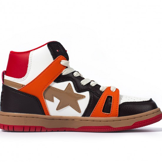 Bape Sta Sk8 High Red Brown Black White W/M Sports Shoes