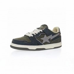 Bape Sta Sk8 Low Army Green Blue Beige W/M Sports Shoes
