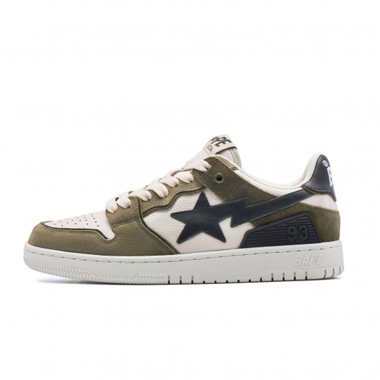 Bape Sta Sk8 Low Beige Black Army Green W/M Sports Shoes