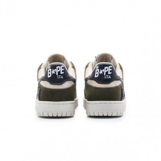 Bape Sta Sk8 Low Beige Black Army Green W/M Sports Shoes