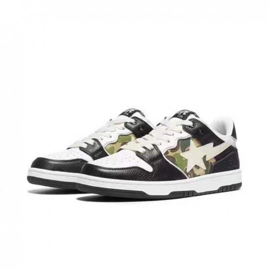 Bape Sta Sk8 Low Black White W/M Sports Shoes