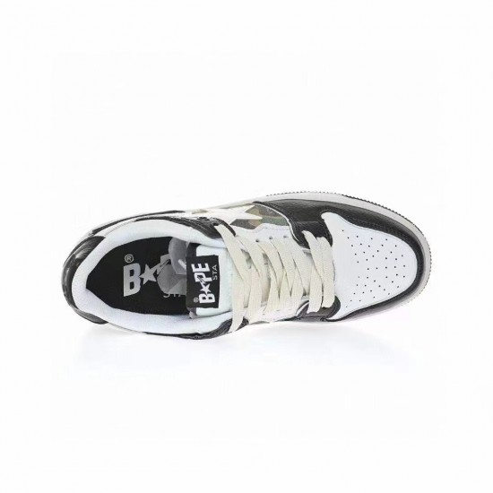 Bape Sta Sk8 Low Black White W/M Sports Shoes