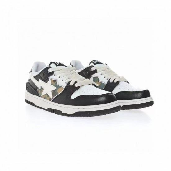 Bape Sta Sk8 Low Black White W/M Sports Shoes