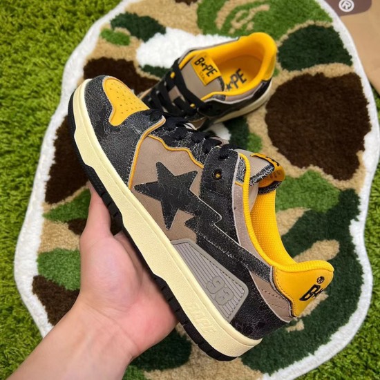 Bape Sta Sk8 Low Brown Black Yellow W/M Sports Shoes