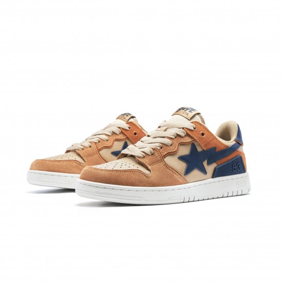 Bape Sta Sk8 Low Brown Blue W/M Sports Shoes