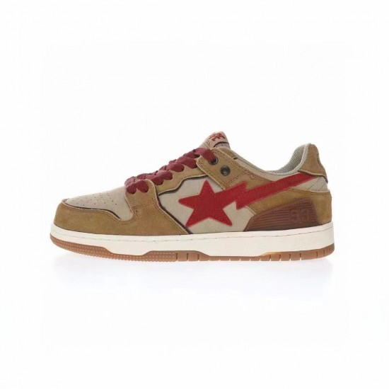 Bape Sta Sk8 Low Brown Red W/M Sports Shoes