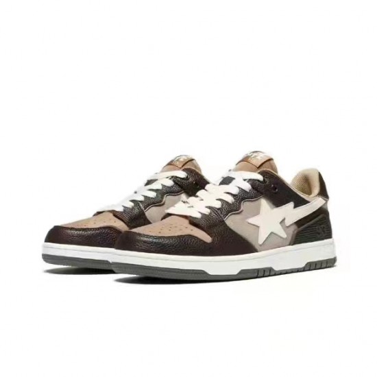 Bape Sta Sk8 Low Brown White W/M Sports Shoes