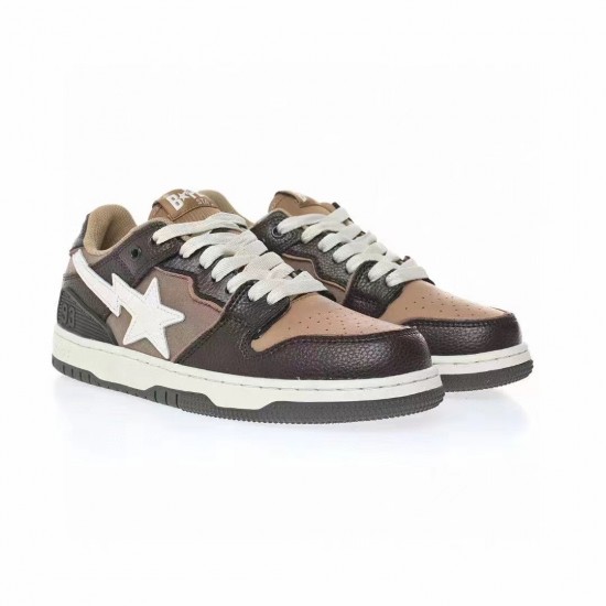 Bape Sta Sk8 Low Brown White W/M Sports Shoes