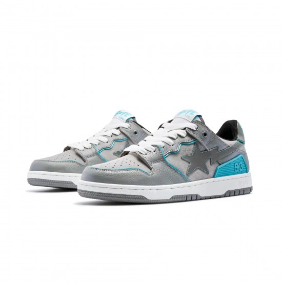 Bape Sta Sk8 Low Grey Ltblue W/M Sports Shoes