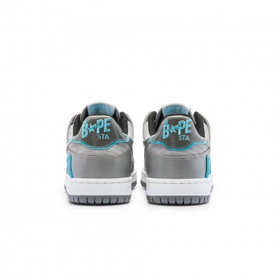 Bape Sta Sk8 Low Grey Ltblue W/M Sports Shoes