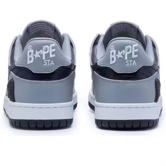 Bape Sta Sk8 Low Grey Silver Black W/M Sports Shoes