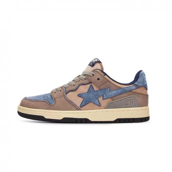 Bape Sta Sk8 Low Ltblue Brown Beige W/M Sports Shoes