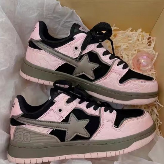 Bape Sta Sk8 Low Ltpink Black Grey W/M Sports Shoes