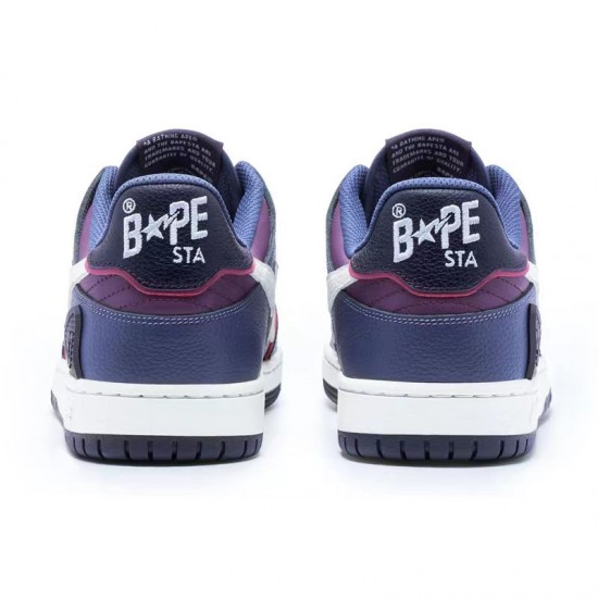 Bape Sta Sk8 Low Peach Purple White Deep Blue W/M Sports Shoes