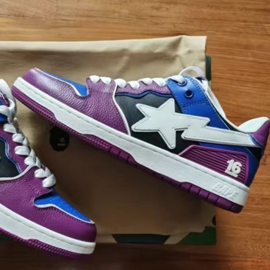 Bape Sta Sk8 Low Purple Blue White W/M Sports Shoes