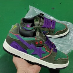 Bape Sta Sk8 Low Purple Green Army Green W/M Sports Shoes