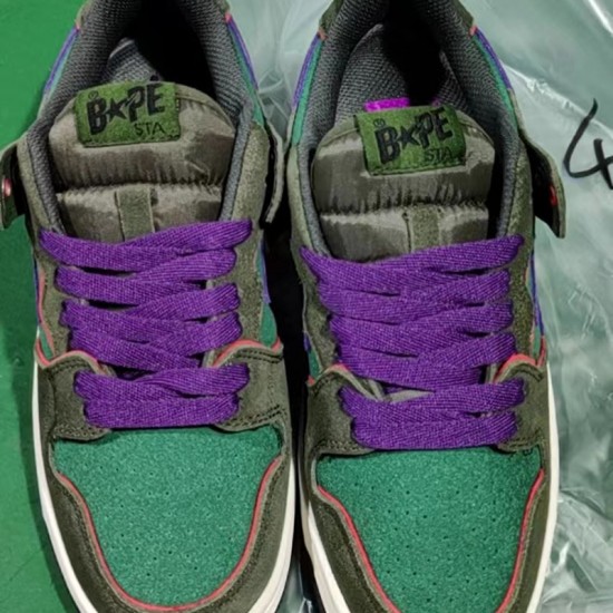 Bape Sta Sk8 Low Purple Green Army Green W/M Sports Shoes