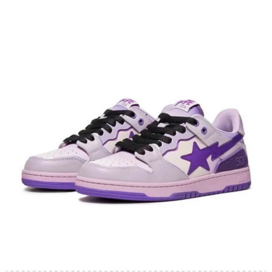 Bape Sta Sk8 Low Purple White Black W/M Sports Shoes