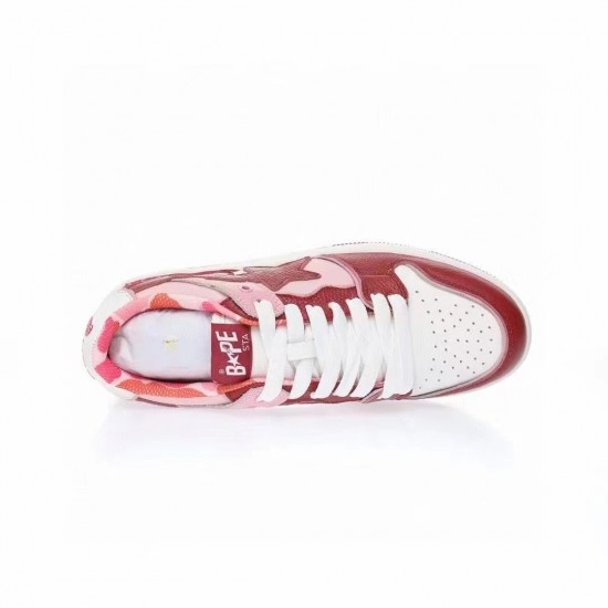 Bape Sta Sk8 Low Red White W/M Sports Shoes
