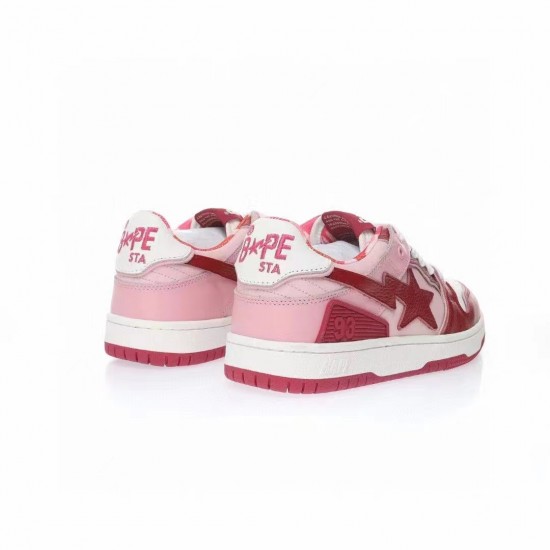 Bape Sta Sk8 Low Red White W/M Sports Shoes