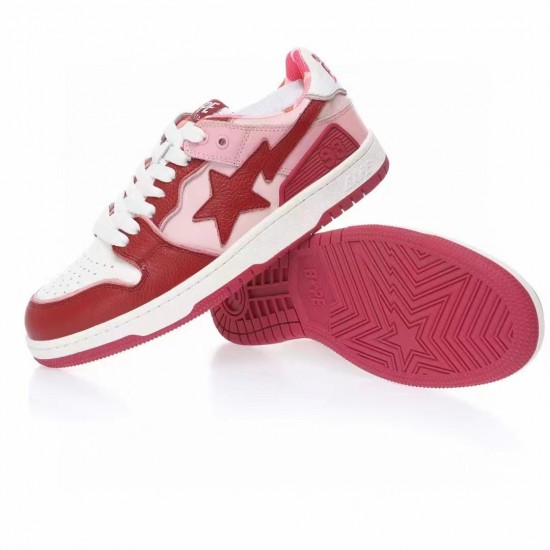 Bape Sta Sk8 Low Red White W/M Sports Shoes