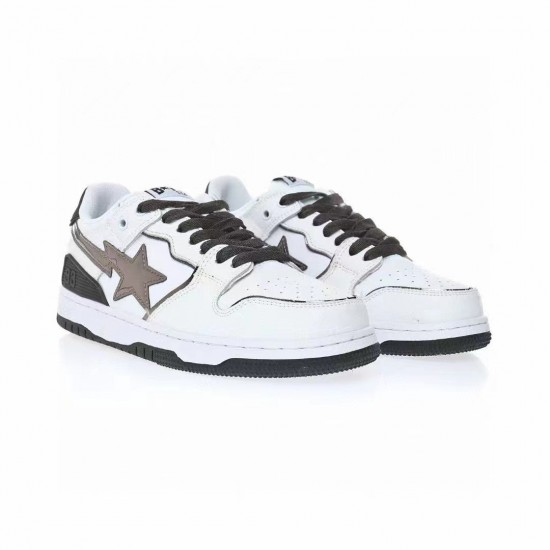 Bape Sta Sk8 Low White Black W/M Sports Shoes