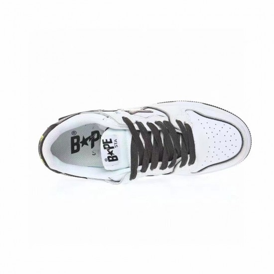 Bape Sta Sk8 Low White Black W/M Sports Shoes