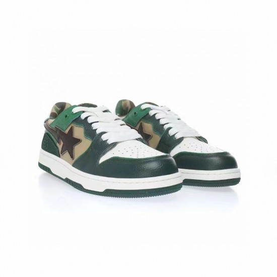 Bape Sta Sk8 Low White Green Brown W/M Sports Shoes
