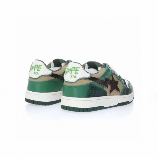 Bape Sta Sk8 Low White Green Brown W/M Sports Shoes