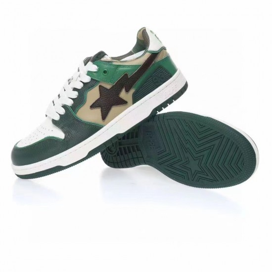 Bape Sta Sk8 Low White Green Brown W/M Sports Shoes