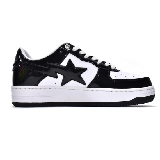 Bathing Ape Bape Sta Low Black White W/M Sports Shoes