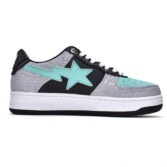 Bathing Ape Bape Sta Low Grey Black W/M Sports Shoes