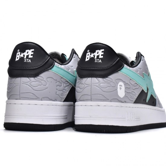 Bathing Ape Bape Sta Low Grey Black W/M Sports Shoes