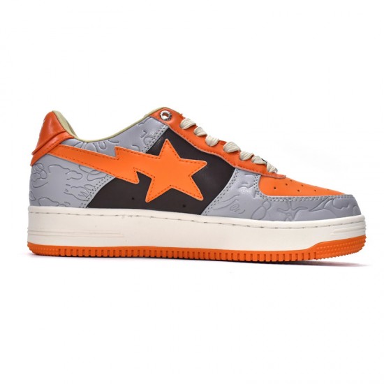 Bathing Ape Bape Sta Low Grey Orange W/M Sports Shoes