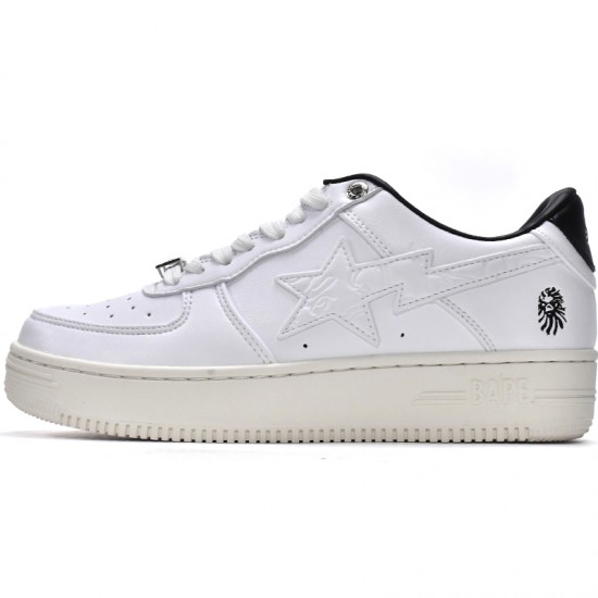 Bathing Ape Bape Sta Low White Black W/M Sports Shoes