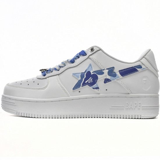 Bathing Ape Bape Sta Low White Blue Camouflage W/M Sports Shoes